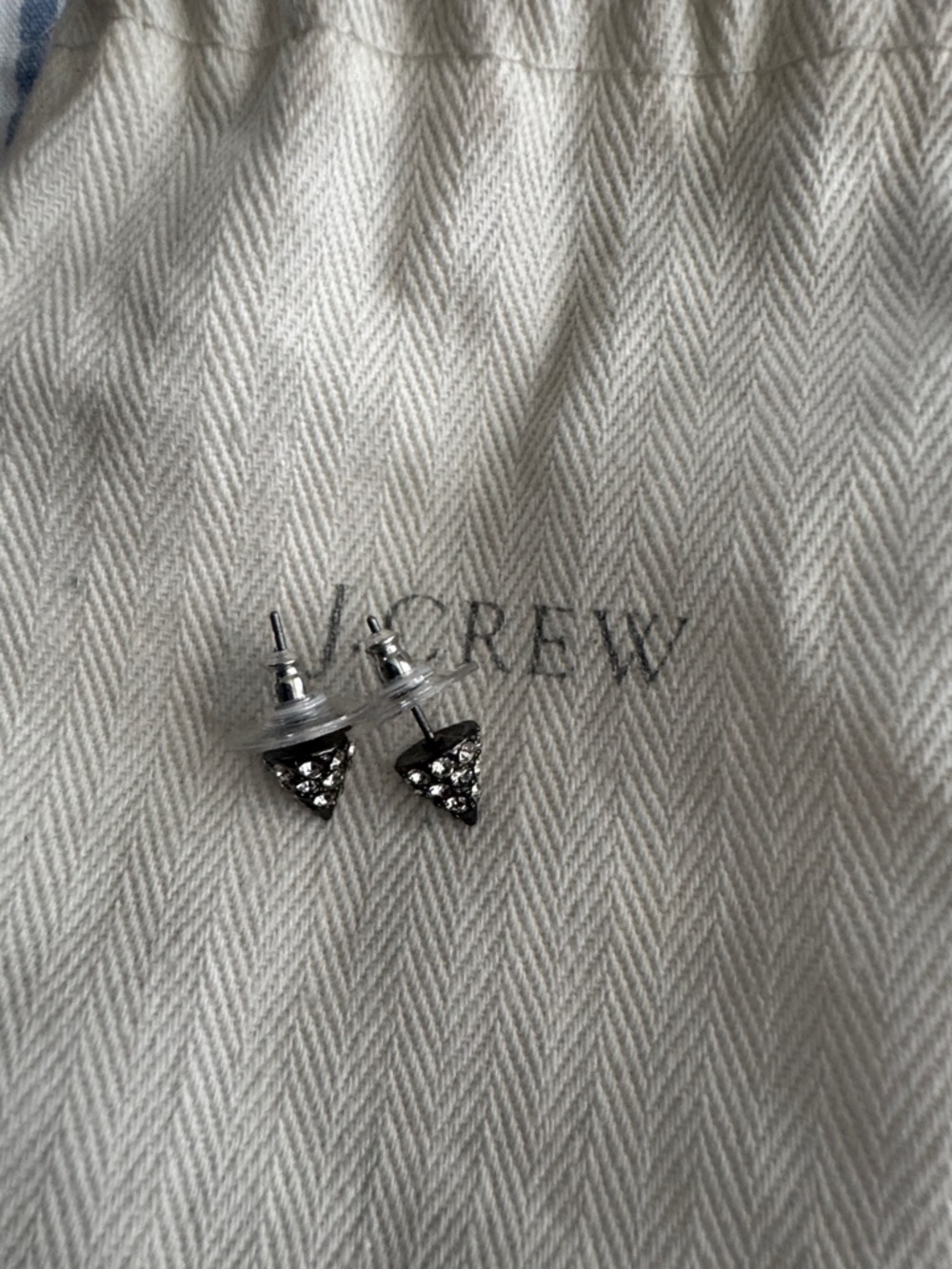 J. Crew Black Crystal Triangle Stud Earrings